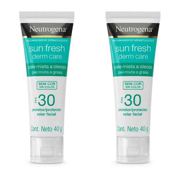 Kit com 2 Unidades de Neutrogena Sun Fresh Derm Care Sem Cor Protetor Solar Facial FPS30 40g