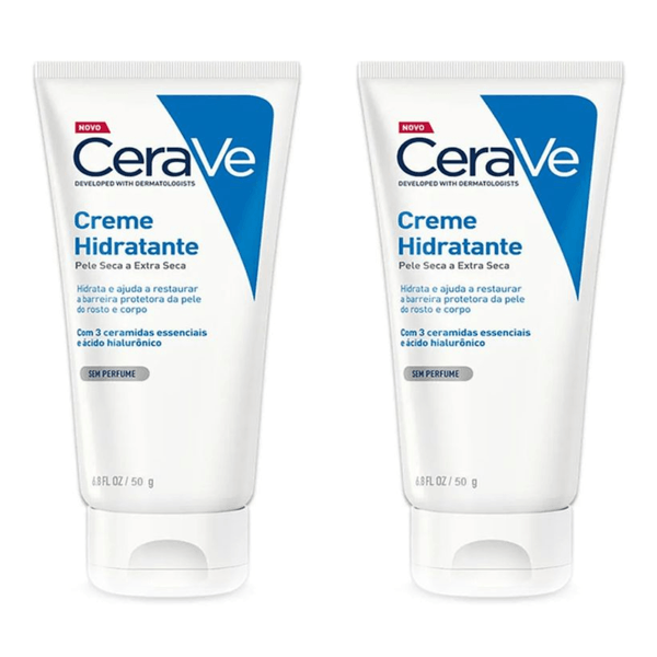 Kit com 2 Unidades de CeraVe Creme Hidratante Corporal Pele Seca e Extra Seca 50g