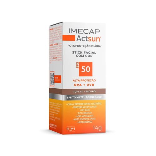 Protetor Solar Facial Stick Imecap Actsun FPS 50 Escuro 14g