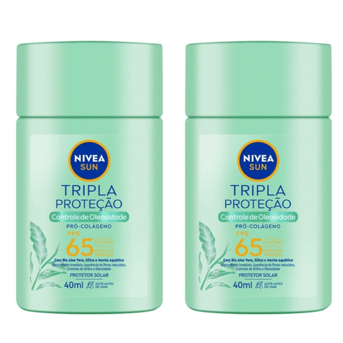 Kit com 2 Unidades de Protetor Solar Facial Nivea Sun Tripla Proteção Controle De Oleosidade Fps65 40ml