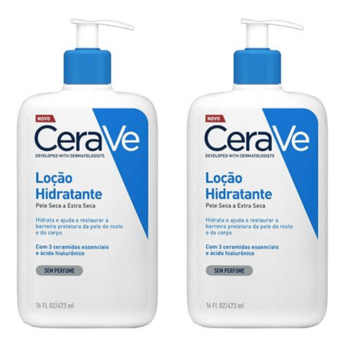 Kit com 2 Unidades de Cerave loção hidratante para pele seca corpo e rosto Sem Perfume 473ml
