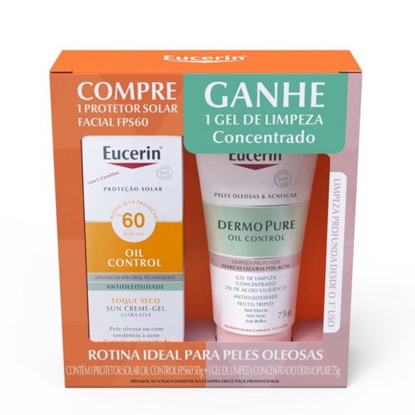 Kit Eucerin Protetor Solar Oil Control FPS 60 50g + Gel De Limpeza Dermopure Oil Control 75g