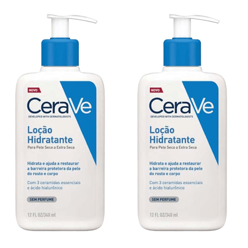 Kit com 2 Unidades de Loção Hidratante Corporal CeraVe para Pele Seca com Ácido Hialurônico e Ceramidas 340ml