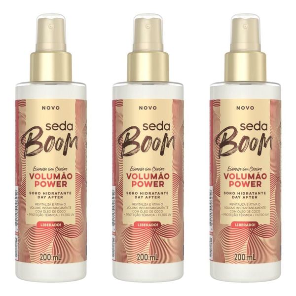Kit com 3 Unidades de Soro Hidratante Day After Seda Boom Volumão Power 200 ml