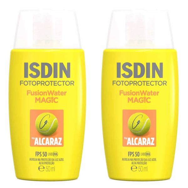 Kit com 2 Unidades de Isdin Fusion Water Magic By Alcaraz Protetor Solar Facial FPS50 50ml