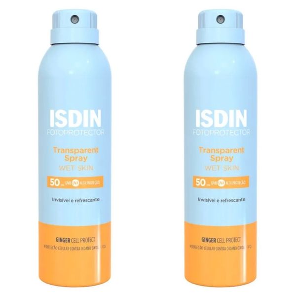 Kit com 2 Unidades de Protetor Solar Corporal Transparente Spray FPS 50 Isdin 250ml