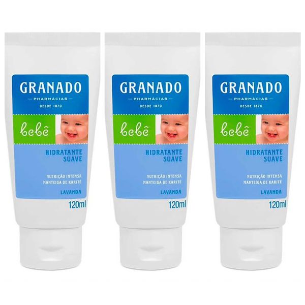 Kit com 3 Unidades de Granado Hidratante Bebê Lavanda 120ml