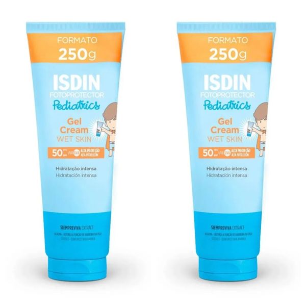 Kit com 2 Unidades de Protetor Solar Infantil ISDIN Pediatrics Gel Cream Wet Skin FPS 50 – 250g