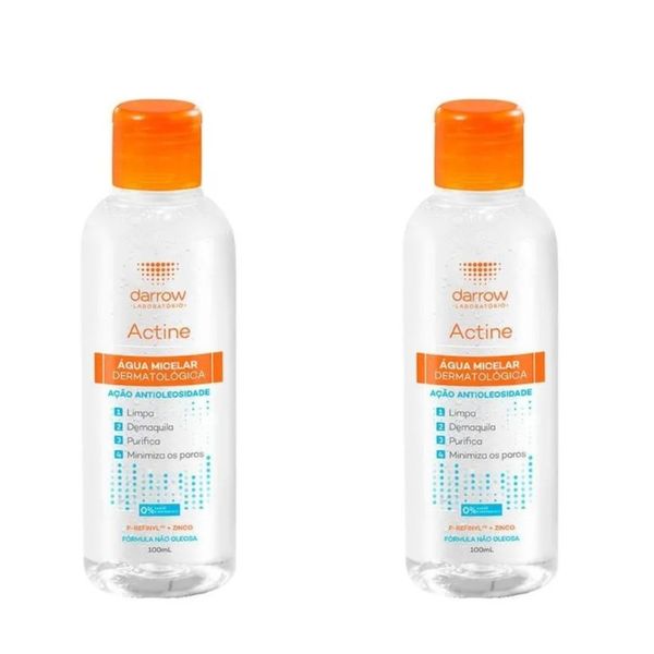 Kit com 2 Unidades de Água Micelar Facial de Limpeza Darrow Actine 100ml