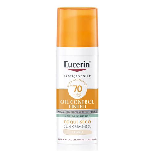 Protetor Solar Facial Eucerin Sun Oil Control Tinted Claro FPS70 50g