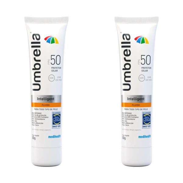 Kit com 2 Unidades de Protetor Solar Facial Fluido Intelligent FPS 50 Umbrella 50g
