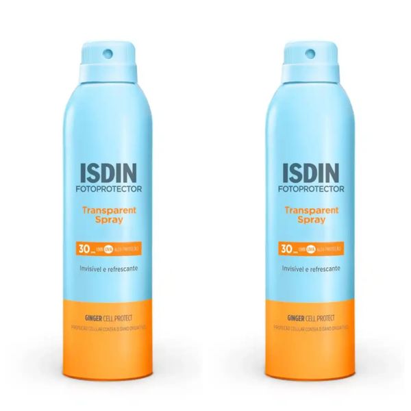 Kit com 2 Unidades de Isdin Transparent Spray Protetor Solar FPS30 250ml