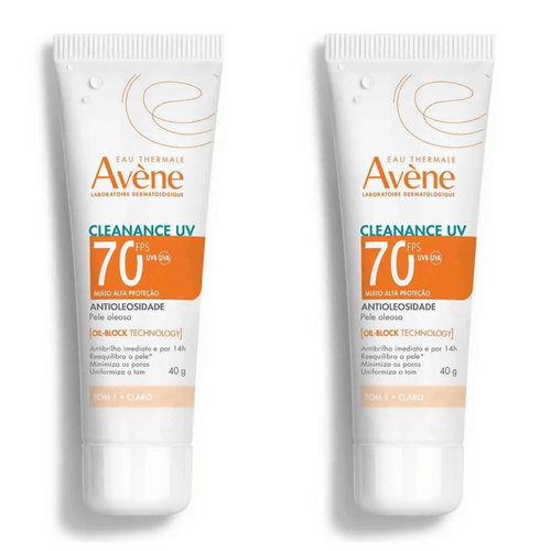 Kit com 2 Unidades de Protetor Solar Facial Cleanance Uv Antioleosidade Tom 1 Claro FPS70 Avène 40g