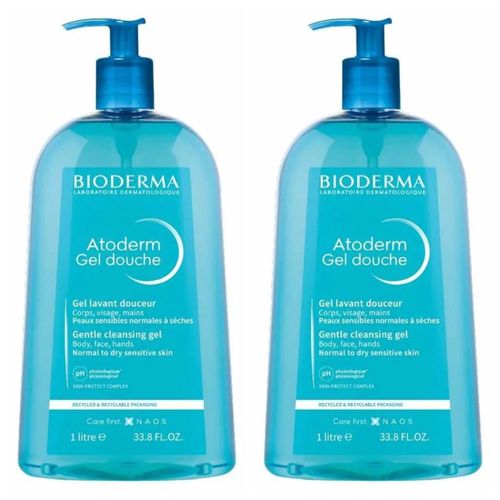 Kit com 2 Unidades de Gel de Banho Corporal Hidratante Bioderma Atoderm 1L