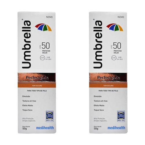 Kit com 2 Unidades de Protetor Solar Perfect Skin Escuro Umbrella FPS 50 50g