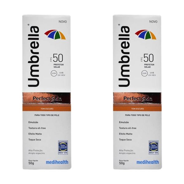 Kit com 2 Unidades de Protetor Solar Perfect Skin Escuro Umbrella FPS 50 50g
