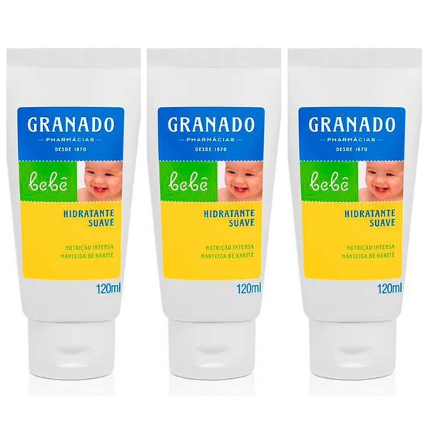 Kit com 3 Unidades de Loção Hidratante Infantil Granado Bebê Lavanda com 120ml