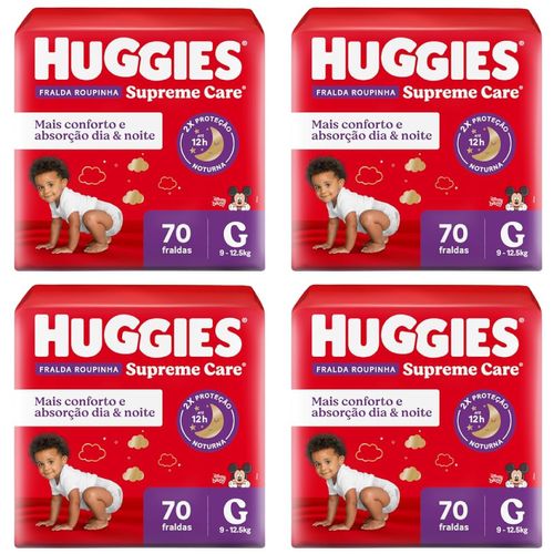 Kit com 4 Unidades de Fralda Roupinha Huggies Supreme Care G 30 Unidades cada
