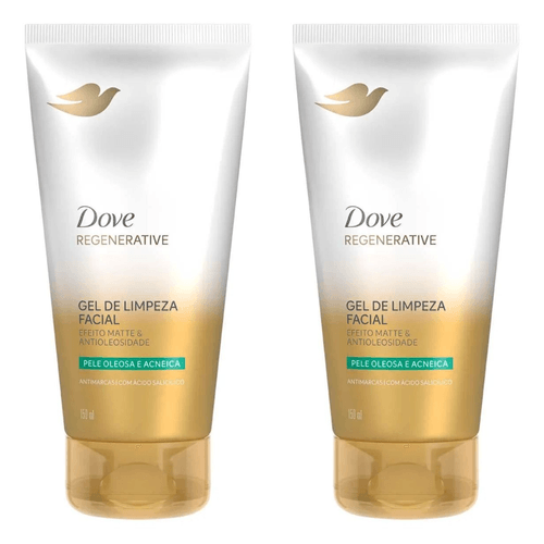 Kit com 2 Unidades de Gel de Limpeza Facial Dove Regenerative Efeito Matte e Antioleosidade 150ml