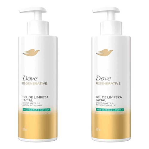 Kit com 2 Unidades de Dove Regenerative Gel De Limpeza Facial Efeito Matte & Antioleosidade 300ml