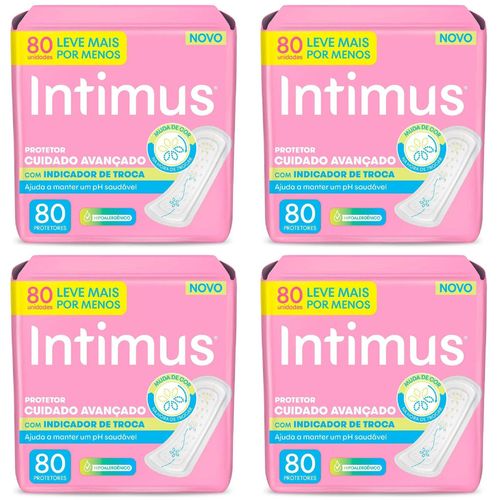 Kit com 4 Unidades de Protetor Diário Intimus com Indicador de Troca 80 unidades