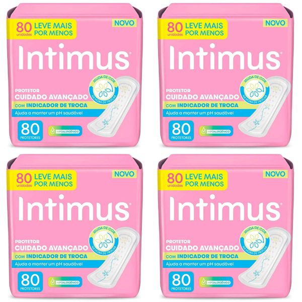 Kit com 4 Unidades de Protetor Diário Intimus com Indicador de Troca 80 unidades