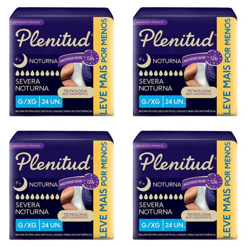 Kit com 4 Unidades de Plenitud Roupa Intima Noturna para incontinência urinaria G/XG 24 unidades cada
