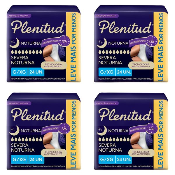 Kit com 4 Unidades de Plenitud Roupa Intima Noturna para incontinência urinaria G/XG 24 unidades cada