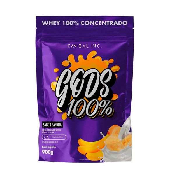 Whey Proein 100% Concentrada Gods Whey 900g Pouch Banana Canibal Inc