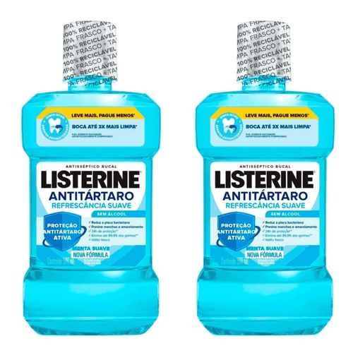 Kit com 2 Unidades de Listerine Enxaguante Bucal 500ml Tartar Control Zero