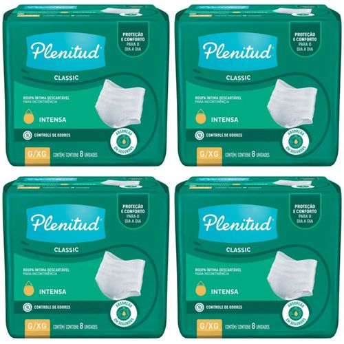 Kit com 4 Unidades de Roupa Íntima Descartável Plenitud Classic G/XG Pacote 8 Unidades cada