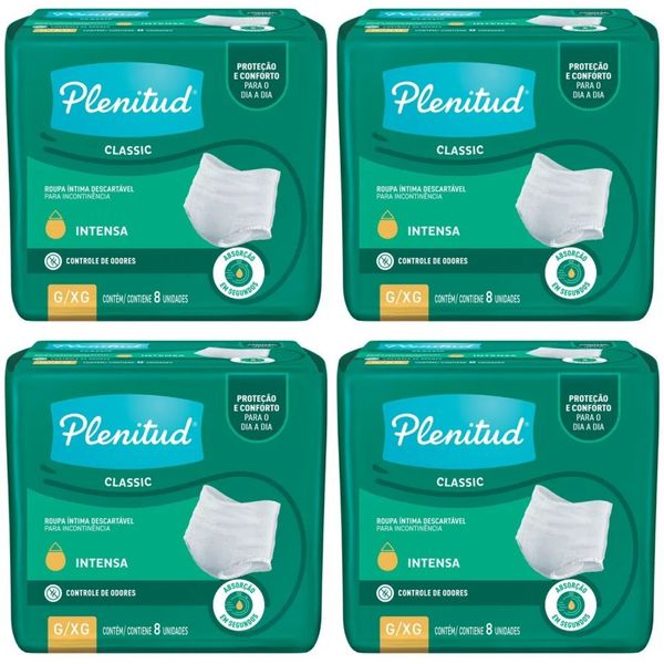 Kit com 4 Unidades de Roupa Íntima Descartável Plenitud Classic G/XG Pacote 8 Unidades cada