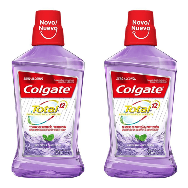 Kit com 2 Unidades de Enxaguante Bucal Sem Álcool Colgate Total 12 Antitártaro 500ml