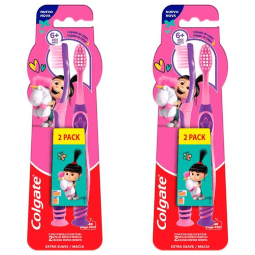 Kit com 2 Unidades de Escova Dental Infantil Colgate Smiles Agnes E Fluffy 6+ anos 2 Unidades cada