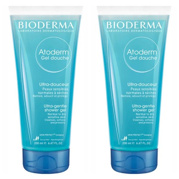 Kit com 2 Unidades de Gel De Limpeza Corporal Suave Bioderma Atoderm 200ml