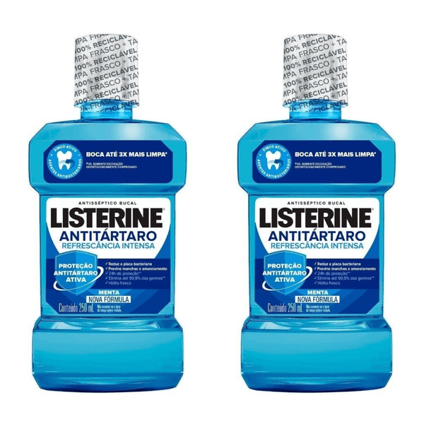 Kit com 2 Unidades de Enxaguante Bucal Listerine Antitártaro Refrescância Intensa 250ml