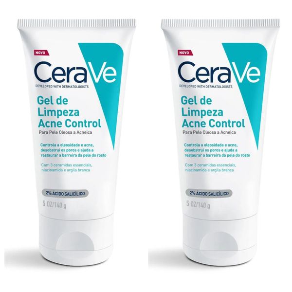 Kit com 2 Unidades de Cerave Acne Control - Gel De Limpeza 60g