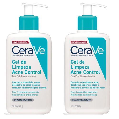 Kit com 2 Unidades de Cerave Gel De Limpeza Acne Control 340g