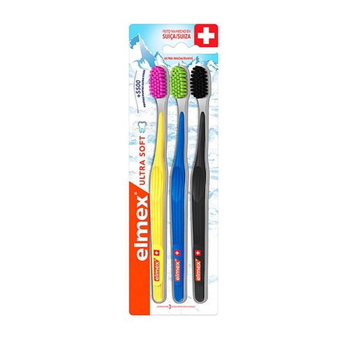 Escova de Dente Elmex Ultra Soft Extra Macia - 3 unidades