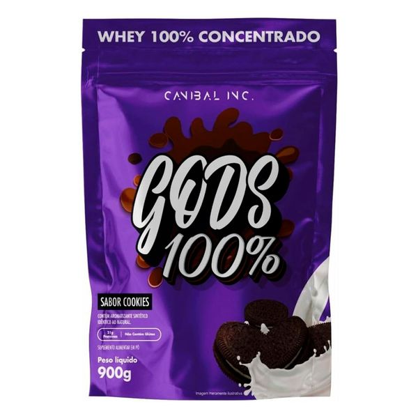 Whey Proein 100% Concentrada Gods Whey 900g Pouch Cookies Canibal Inc