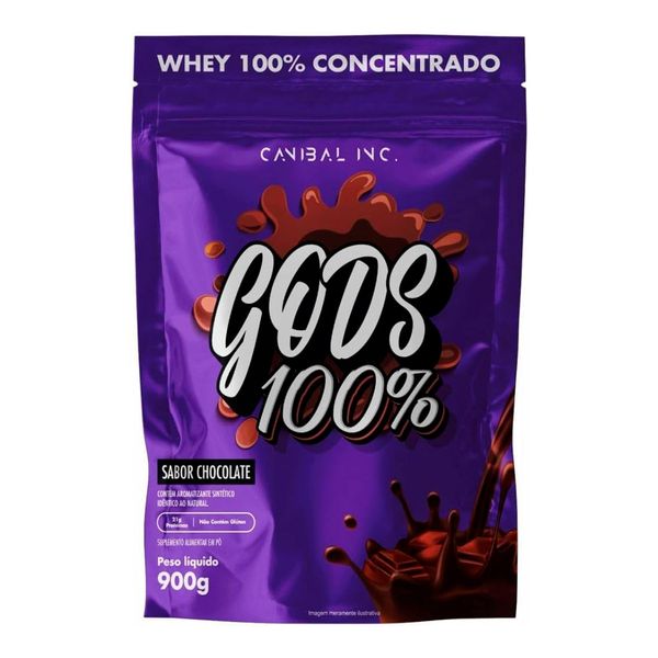 Whey Proein 100% Concentrada Gods Whey 900g Pouch Chocolate Canibal Inc