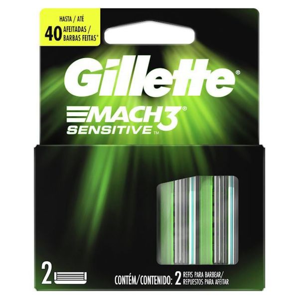 Carga para Aparelho de Barbear Gillette Mach3 Sensitive C/ 2 Unidades