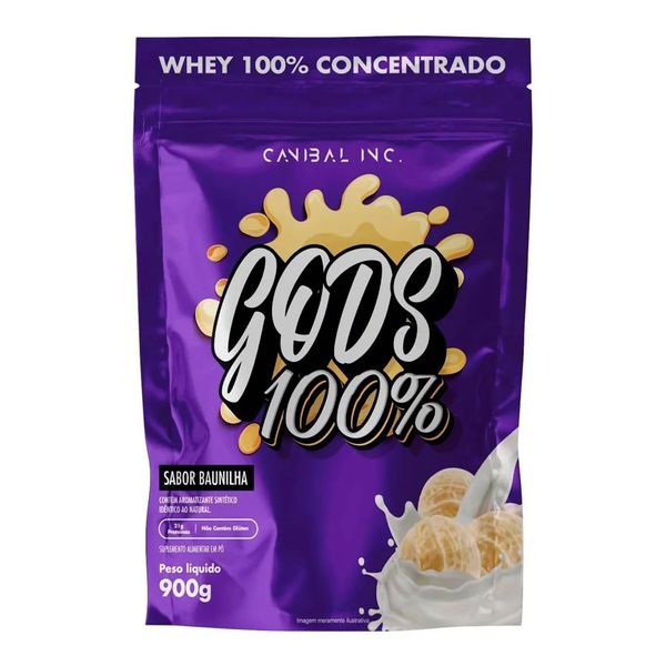 Whey Proein 100% Concentrada Gods Whey 900g Pouch Baunilha Canibal Inc