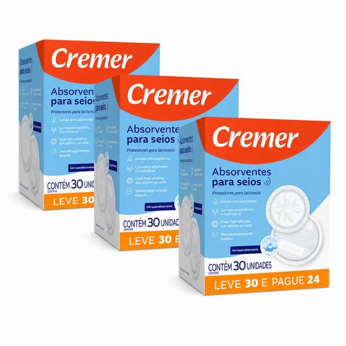 Kit 90 und de Absorvente Descartavéis Para Seios Toque Suave Cremer