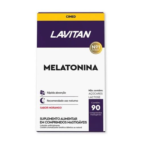 Suplemento Alimentar Lavitan Melatonina Morango com 90 Comprimidos