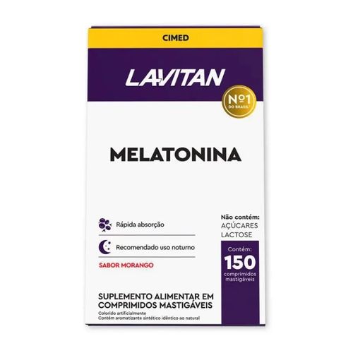 Suplemento Alimentar Lavitan Melatonina Morango com 150 Comprimidos