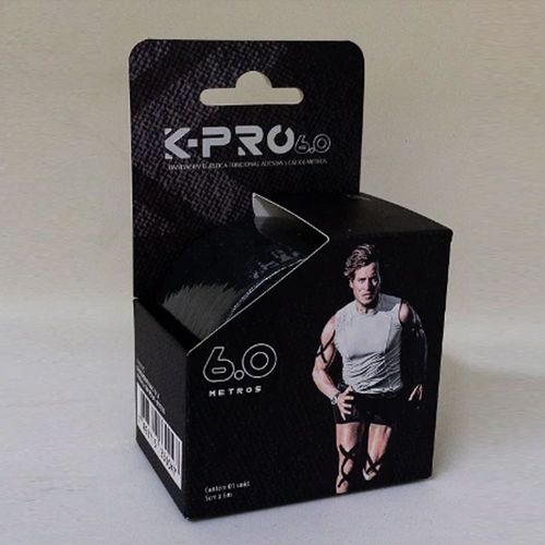 Bandagem Elastica Adesiva Kinesio Pro 6.0 K Pro Sports 5cm x 6m Preto Kinesio Preto Único