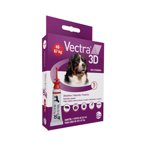 Antipulgas e Carrapatos Vectra 3D Cão de 40kg a 67kg 1 pipeta 1 pipeta 1 pipeta