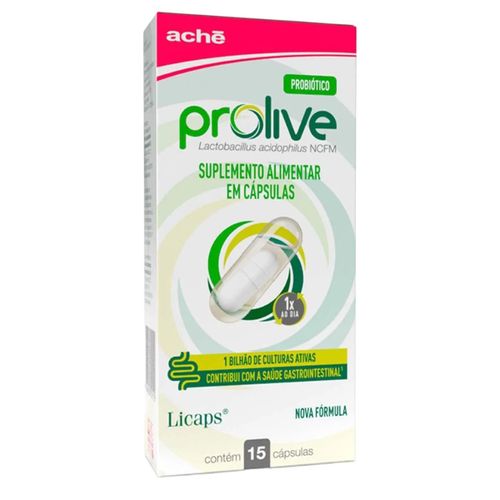 Suplemento Probiótico Prolive com 15 cápsulas
