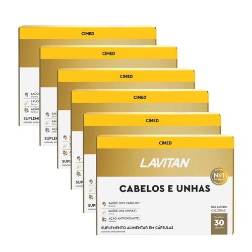 KIT 6 Lavitan Cabelos e Unhas 60 cápsulas Sem Sabor 60 Cápsulas